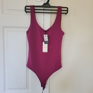 Express - Body Contour Matte Scoop Neck Thong Bodysuit